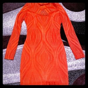 Bebe, orange mini dress